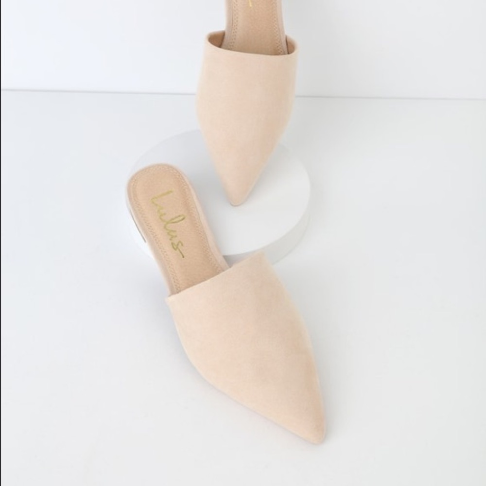Lorena Nude Suede Pointed Toe Slides